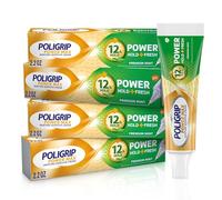 Poligrip Power Max Power Hold + Fresh Denture Cream, Premium Peppermint - 2.2 oz x 4
