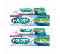 Poligrip Ultra Denture Fixative Cream 40g x 2 - Ultra Strong Hold - Mild Mint Flavour, Secure Denture Adhesive for All-Day Comfort with Welari Thank You Card | (2 Pack)