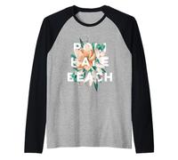 Polihale Beach Floral Design Polihale Beach Kauai HI Raglan Baseball Tee