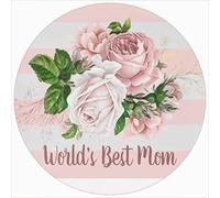 Polilike Best Mom Vintage Blush Pink Dusty Rose Flowers Round Metal Tin Sign Rustic Wreath Sign Country Garden Wall Decor Farmhouse Kitchen Home Bedroom Gift Wall Decoration 12x12 Inch