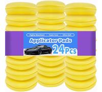 Polish applicator pad,24 Pcs Car Polishing Pads,High Density Microfiber Soft Polishing Sponges, Round 4 inch for Car Wax Applicator Pad,Yellow (24 PCS Polishing Sponges)