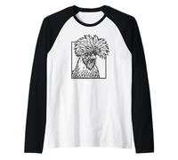 Polish Chicken Line Art - Funny Farm Animal Design Raglan Baseball Tee