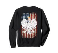 Polish Eagle American Flag print on back Pride Poland Sweatshirt