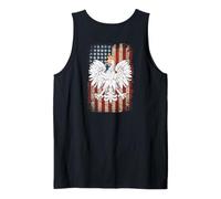 Polish Eagle American Flag Print on Back Pride Poland Tank Top