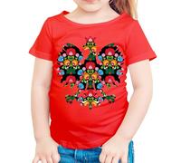 Polish Eagle Folk Art Girls T-Shirt Celebrate Polish Heritage Comfortable Cotton Tee for Gatherings and Cultural Events Unique Ethnic Gifts #T490 Red 12-14 Years