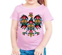 Polish Eagle Folk Art Girls T-Shirt Celebrate Polish Heritage Comfortable Cotton Tee for Gatherings and Cultural Events Unique Ethnic Gifts #T490 Light Pink 12-14 Years