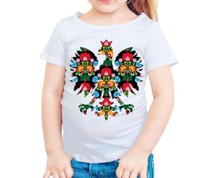 Polish Eagle Folk Art Girls T-Shirt Celebrate Polish Heritage Comfortable Cotton Tee for Gatherings and Cultural Events Unique Ethnic Gifts #T490 White 5-6 Years