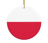 Polish Flag 2.9-inch Ceramic Pendant Printed Christmas Ornament Suitable for Decorating windowsills fireplaces and bedrooms