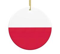 Polish flag 2025 Festive Custom Round Ceramic Christmas Ornament - 3 Inch Hanging Decor for Tree Home Mall