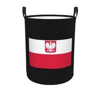 Polish Flag And Eagle Laundry Basket Round Portable Storage Box Organizer Laundry Basket Portable Laundry Organizer