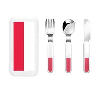 Polish Flag Children's Tableware 3-Piece Set, Reusable Knife, Fork and Spoon Cutlery Set, Portable Children's Food Protection Tableware