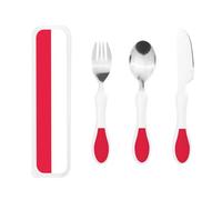 Polish Flag Children's Three-Piece Knife, Fork and Spoon Set, The Handles are Plastic PP and 430 Stainless Steel.