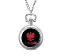 Polish Flag E-agles Vintage Pocket Watch with Chain Classic Numerals White Dial