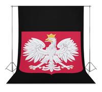 Polish Flag Ea-gle Photo Studio Backgrounds Black Photography Backdrop for Portrait Video Shooting Live 56"x118"
