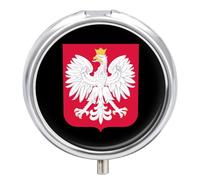 Polish Flag Ea-gle Small Pill Organizer for Travel Portable Mini Pills Box with 3 Compartments Round Medicine Case Container