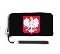 Polish Flag Ea-gle Women's Bifold Wallet Leather Card Holder Purse Fashion Clutch Handbag with Hand Rope 20.0 * 10.5cm