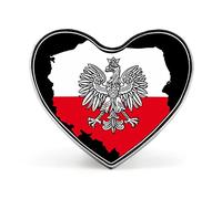 Polish Flag Eagle Badge Brooch Heart Shaped Collar Pin for Bag Jacket Clothes Accessories