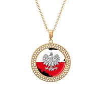 Polish Flag Eagle Womens Necklace Adjustable Pendant Jewelry