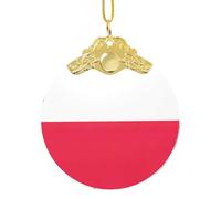 Polish Flag Elegant Glass Round Pendant, Detailed 3.3 Inch Holiday Ornament For Gift And Celebration