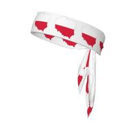 Polish Flag Map Print Head Tie Headbands, Ninja Karate Tie, Athletic Sweatbands,Sweat Wicking Workout Head Band