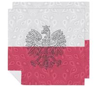 Polish Flag Paisley Poland Cloth Napkins Set Printed Dinner Napkin for Parties Dinners Weddings Cocktail 2 PCS