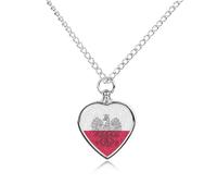 Polish Flag Paisley Poland Heart Urn Necklace for Ashes Memorial Keepsake Jewelry Pendant Silver Chain