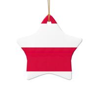 Polish Flag Print Tree Ceramic Hanging Decor, Christmas Ceramic Star Heart Pendant For Xmas Tree Festive Setup