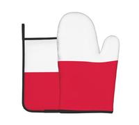 Polish Flag Printed Kitchen Baking Set 2-Piece Kitchen Oven Gloves Set Suitable for Cooking Baking and Outdoor Grilling