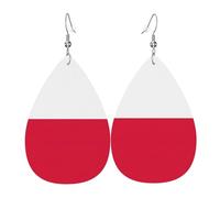 Polish flag Women's Teardrop Leather Earrings - Lightweight PVC Dangle Earrings, 925 Silver Hooks, Double-Sided Prints | Hypoallergenic Gift