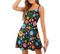 Polish Floral Folk Art Poland Flowers Women's Summer Casual Sundress Spaghetti Wrap Tankdress Sleeveless Beach Ladies Dresses L