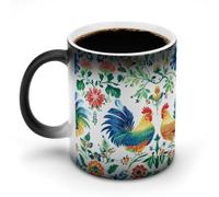 Polish Floral Folk Rooster Magic Coffee Mug Color Changing Cup