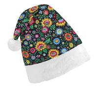 Polish Folk Art Floral Pattern Santa Hat For Adults And Teens Christmas Hats Xmas Holiday Party Cap
