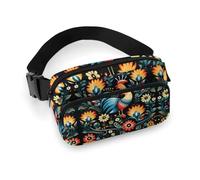 Polish Folk Art Pattern Fanny Pack for Women Men Waist Bag Belt Bag Adjustable Casual Bag for Travel Sports Hiking, white, 7.9x5.1inches