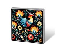 Polish Folk Art Pattern Square Lapel Pin 0.7x0.7in Aluminum Badge Stylish Personalized Accessory Daily Wear