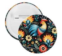 Polish Folk Art Pattern Tinplate Badge Personalized Round Brooch Large Craft Button Suitable for Teachers, Nurses, Doctors, Staff, Party Gift Accessories, 12pcs, Plastic, plastics