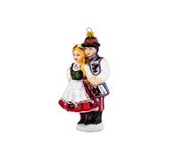 Polish Gallery Christmas Tree Ornament Classic Folk Dancing Couple, Blown Glass 7 inch Krakowiak Couple
