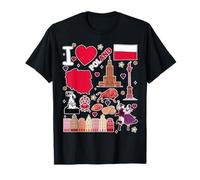 Polish hand drawn landmarks, Poland map, Culture icons T-Shirt