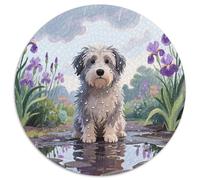 Polish Lowland Sheepdog 1000 Piece Jigsaw Puzzles Pet Dog Round Puzzles Classic Family Game Color Challenge for Travel Gifts,Present 1000pcs (67.5x67.5cm)