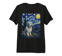 Polish Lowland Sheepdog Dog Van Gogh Starry Night Premium T-Shirt