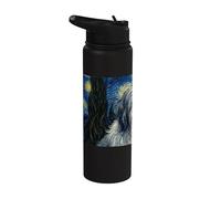 Polish Lowland Sheepdog Dog Van Gogh Starry Night Stainless Steel Insulated Water Bottle