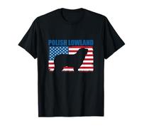 Polish Lowland Sheepdog Pride USA Flag Design Print T-Shirt