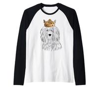 Polish Lowland Sheepdog Wearing Crown Raglan Baseball Tee