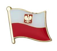 Polish Naval Crest National Flag Metal Enamel Pin Badge - Poland Patriotic Lapel Brooch 1.9 x 1.6 cm - Red and White with Eagle Emblem