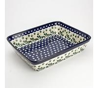 Polish Pottery 28cm x 23cm Medium Lasagne Oven Serving Dish - Love Leaf