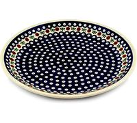 Polish Pottery Boleslawiec Platter, Round, 33cm in RED DOT pattern