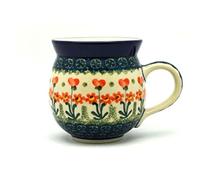 Polish Pottery Mug - 11 Oz. Bubble - Peach Spring Daisy