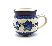 Polish Pottery Mug - 12 Oz. Bubble - Blue Poppy