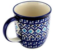 Polish Pottery Mug 12 Oz. From Zaklady Ceramiczne Boleslawiec #1105-217a Classic Pattern, Capacity: 12 Oz.