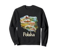 Polish Roots Map - Warsaw Krakow Gdansk Poland Souvenir Sweatshirt