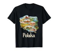 Polish Roots Map - Warsaw Krakow Gdansk Poland Souvenir T-Shirt